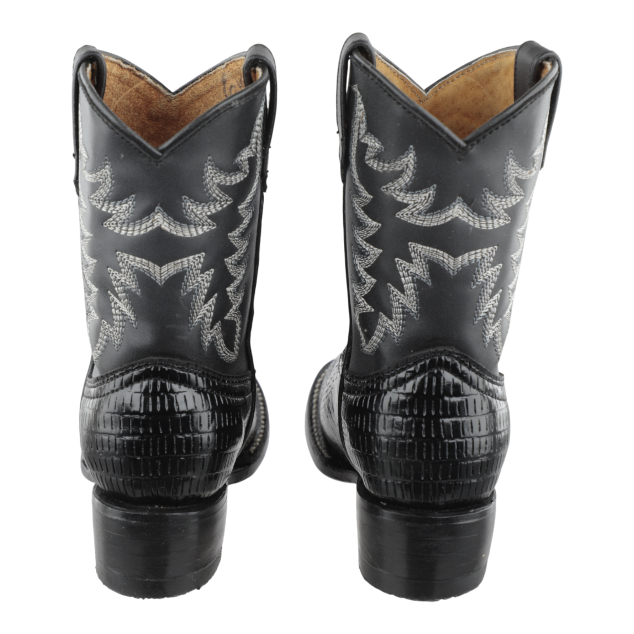 Vista lateral izquierda botas vaqueras niño negras con suela Bulldog