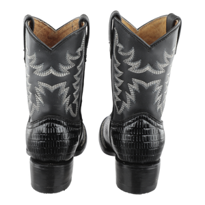 Vista lateral izquierda botas vaqueras niño negras con suela Bulldog