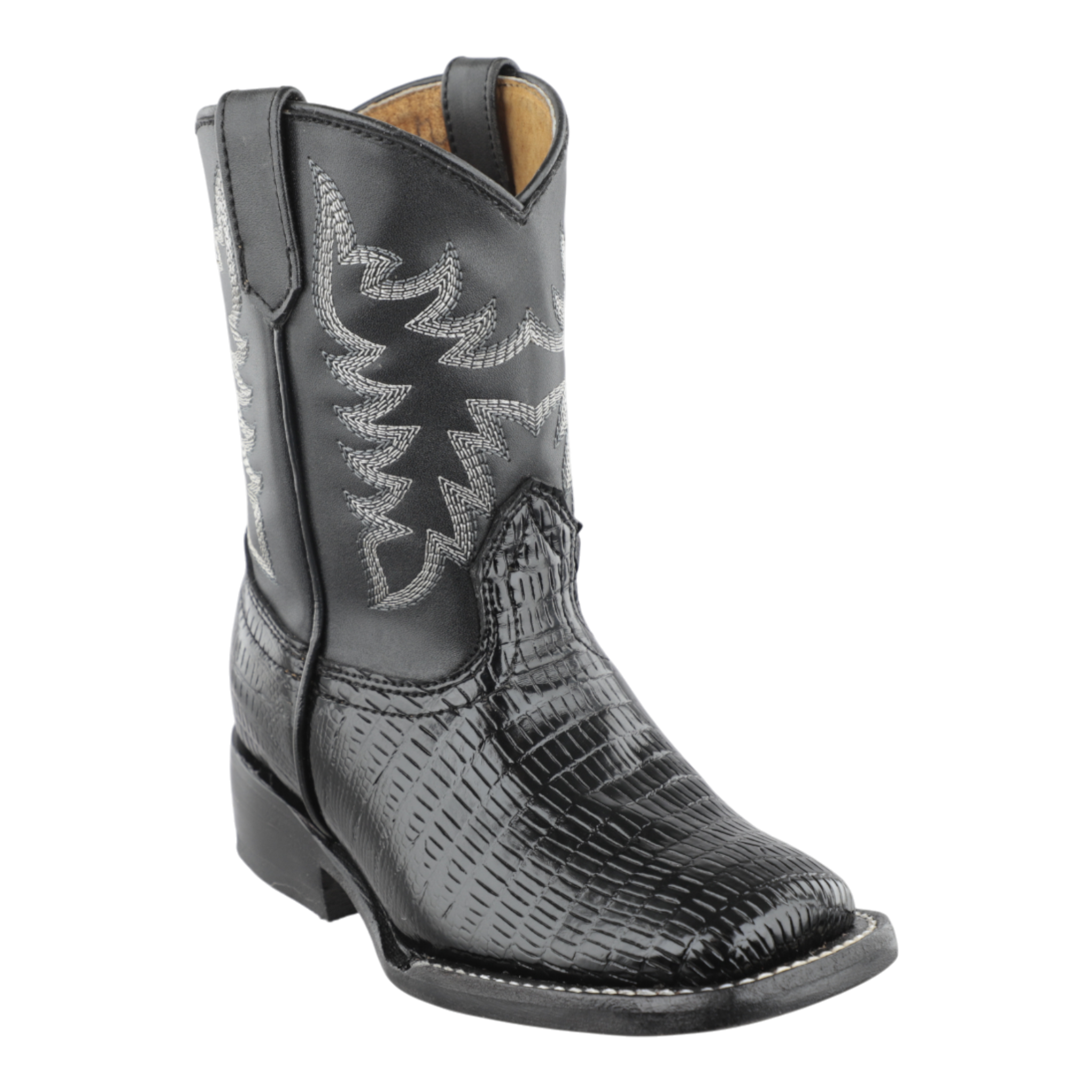 Botas de niño estilo rodeo color negro con costuras destacadas