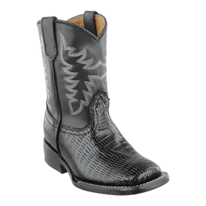 Botas de niño estilo rodeo color negro con costuras destacadas