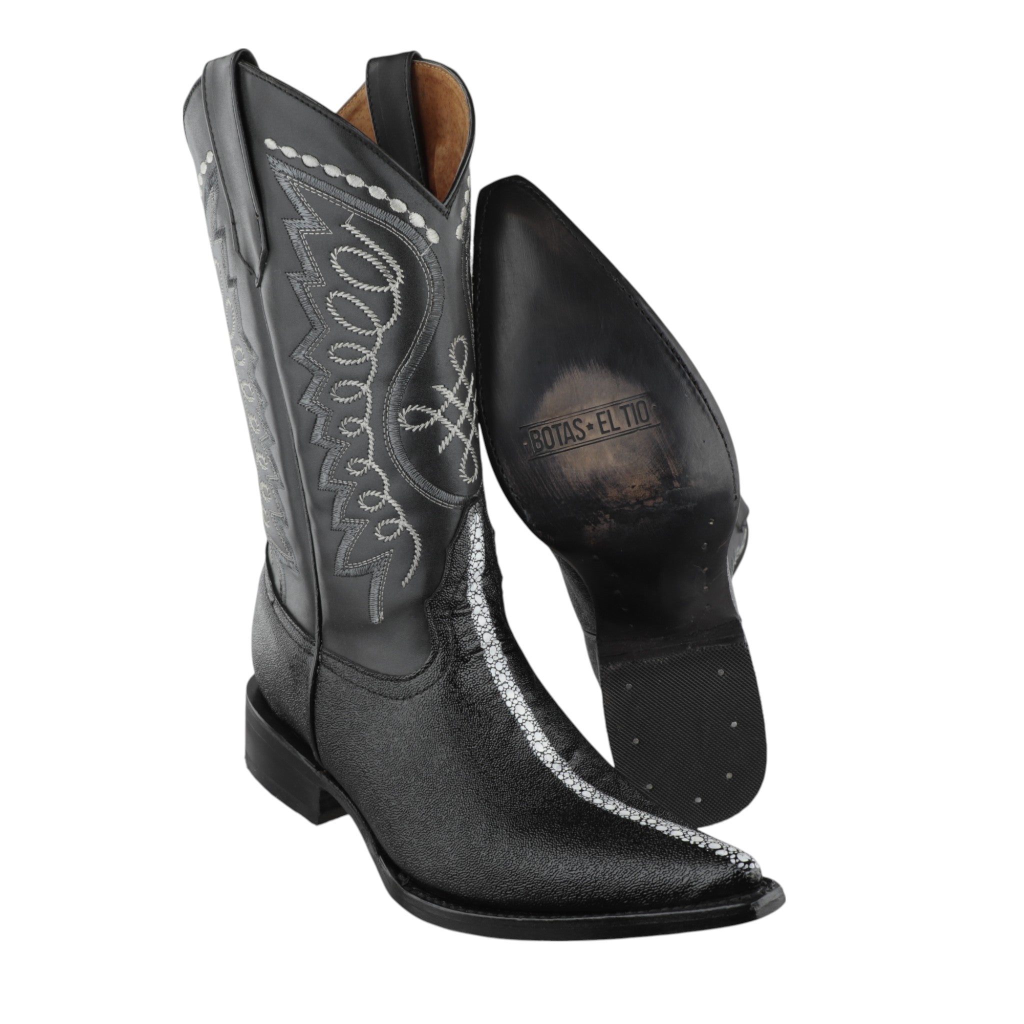 Botas Vaqueras Hombre Grabadas Imitación Mantarraya Reina Puntal