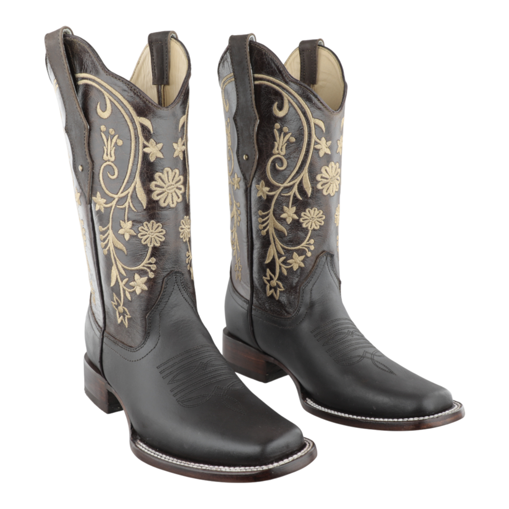 Vista lateral botas rodeo para mujer con suela vaqueta Goodyear Welt