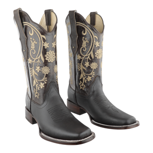 Vista lateral botas rodeo para mujer con suela vaqueta Goodyear Welt