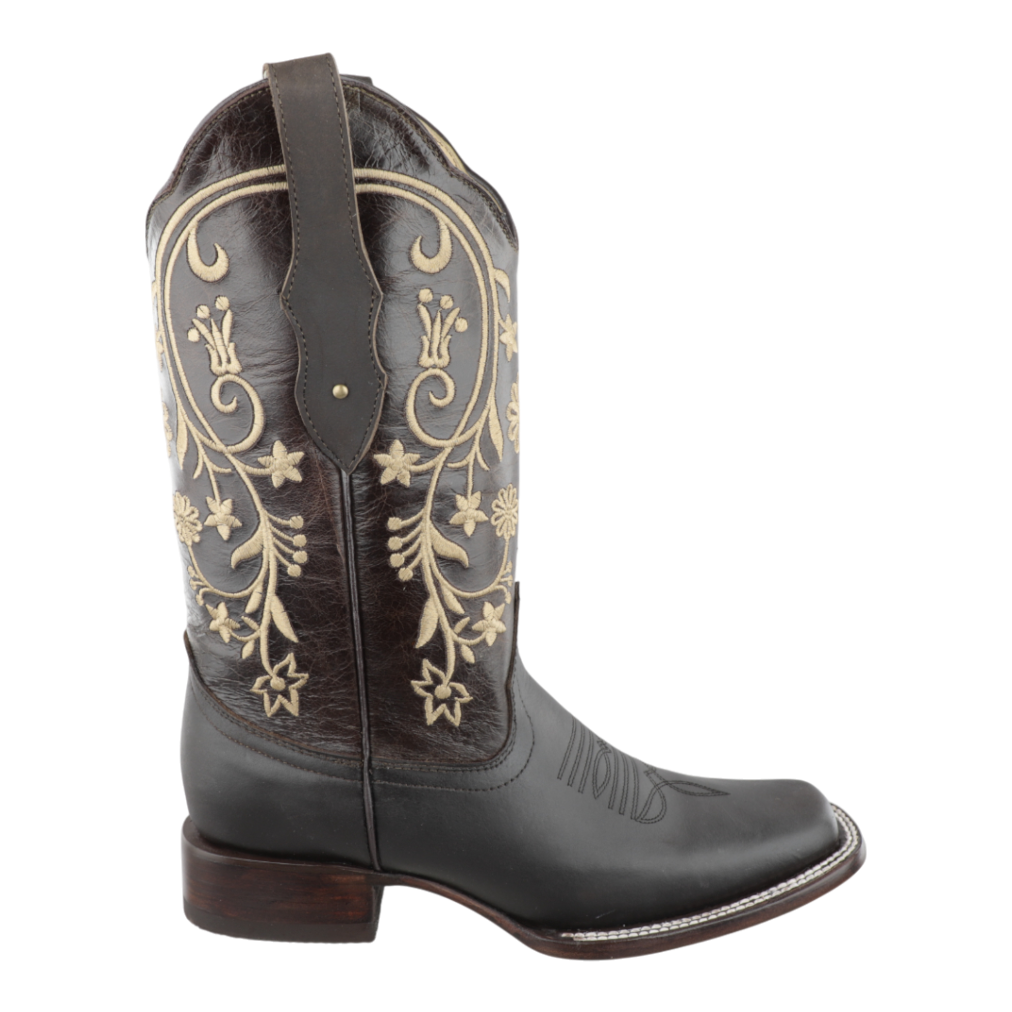 Botas western dama con bordado elegante y suela cosida Goodyear