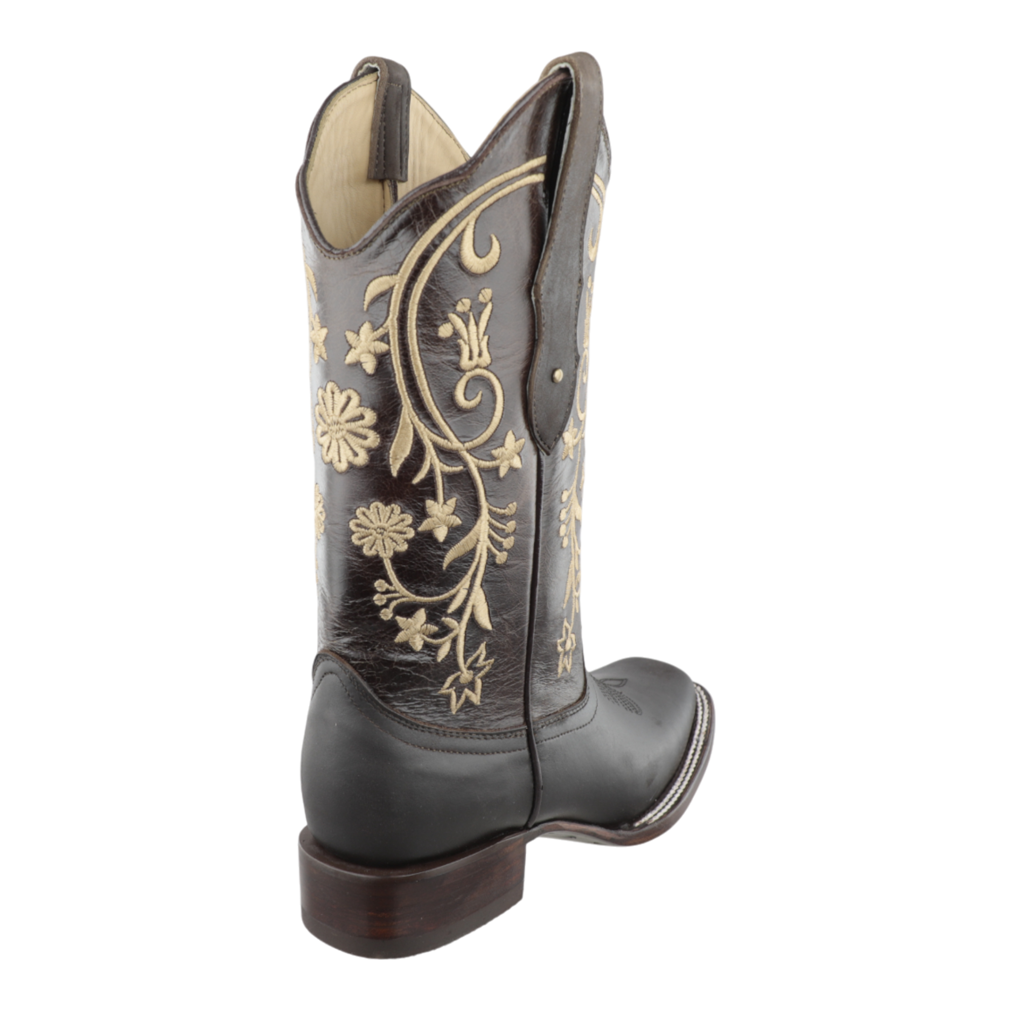 Vista trasera botas rodeo mujer con costuras reforzadas