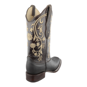 Vista trasera botas rodeo mujer con costuras reforzadas