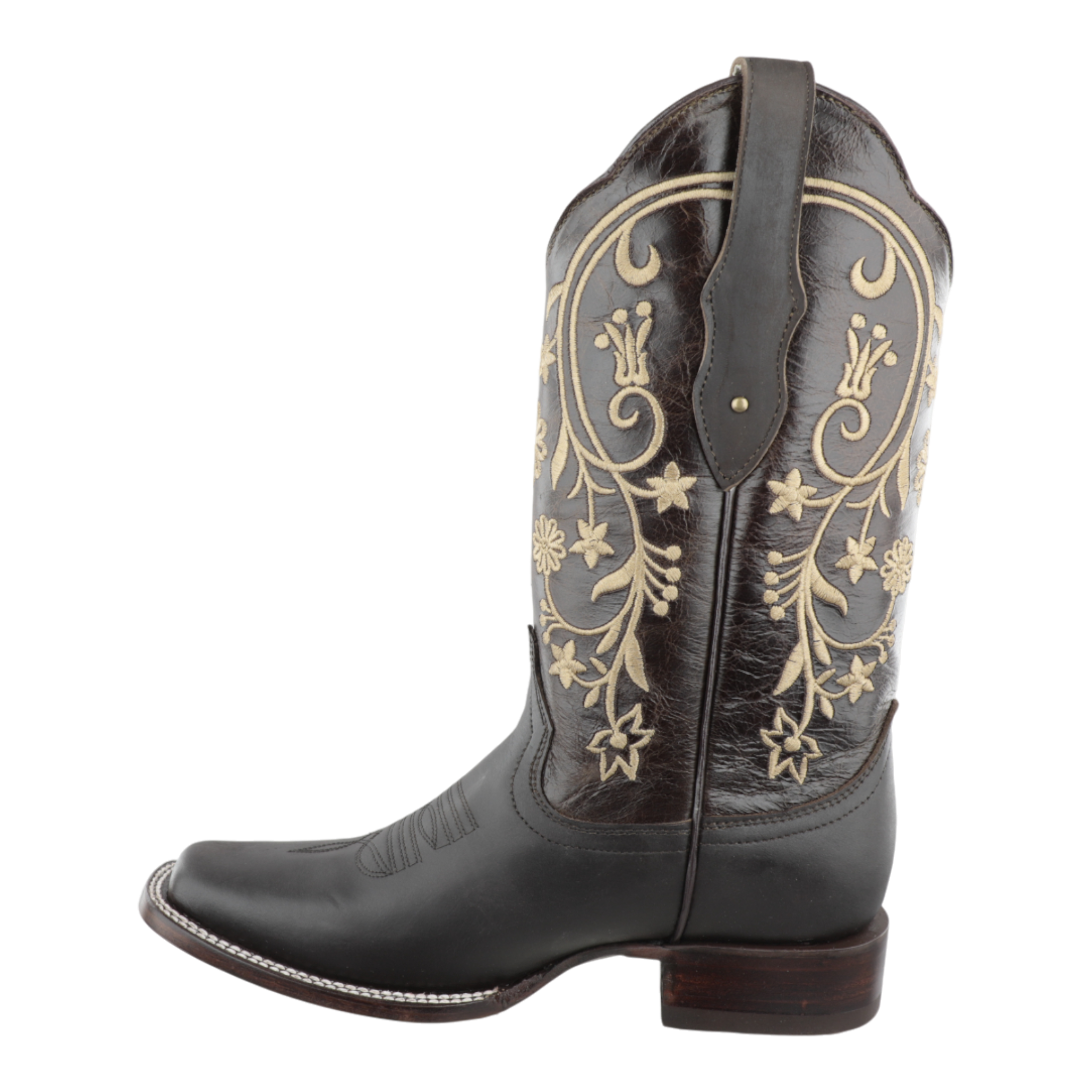 Botas vaqueras mujer con tacón western y bordado detallado