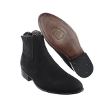 Botín charro nobuck negro para hombre con suela de vaqueta vista frontal