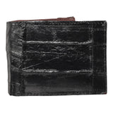 Cartera vaquera de piel de anguila negra artesanal hecha a mano