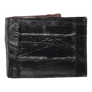 Cartera vaquera de piel de anguila negra artesanal hecha a mano