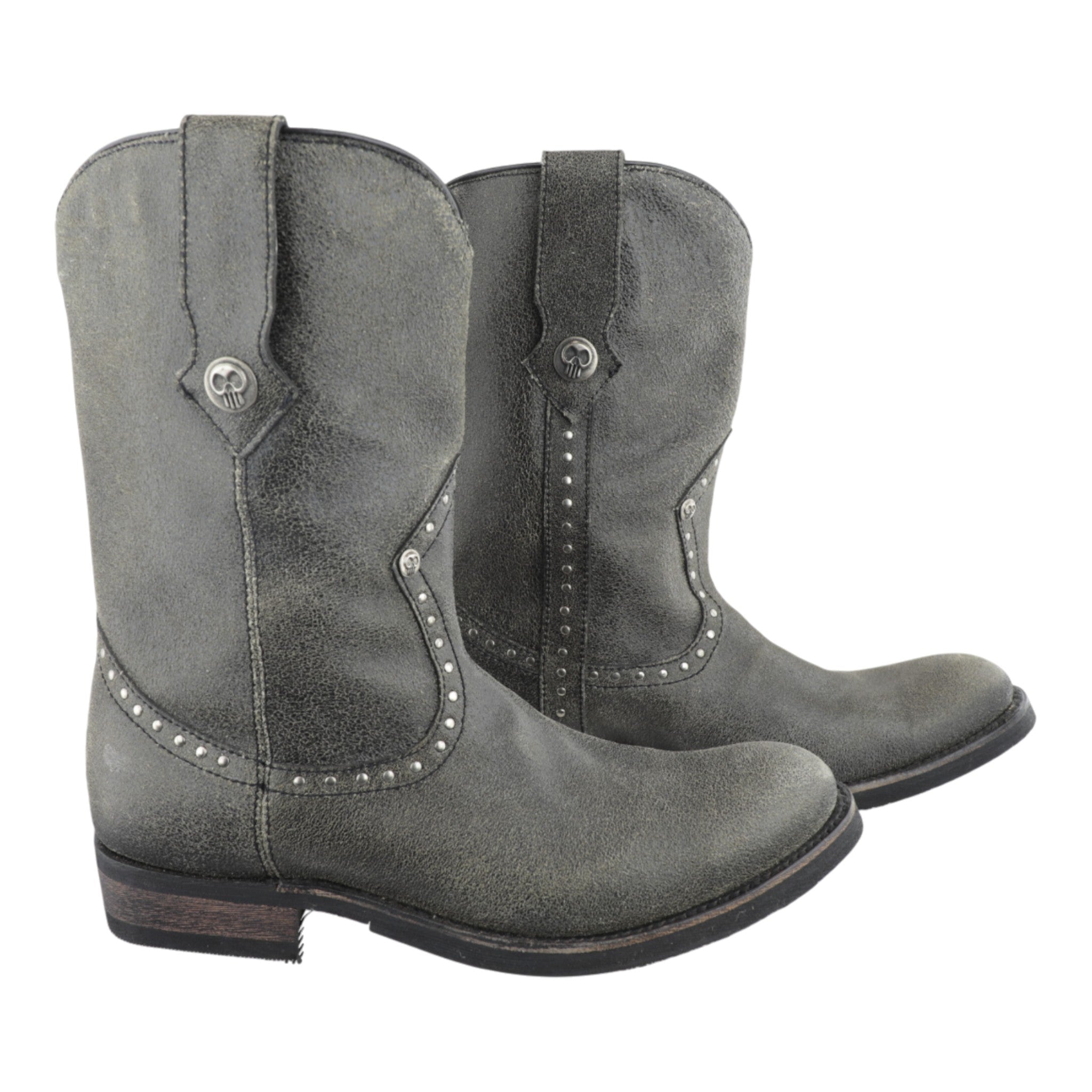 Vista lateral botas Liberty Chopper con textura craquelada