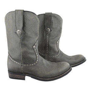 Vista lateral botas Liberty Chopper con textura craquelada