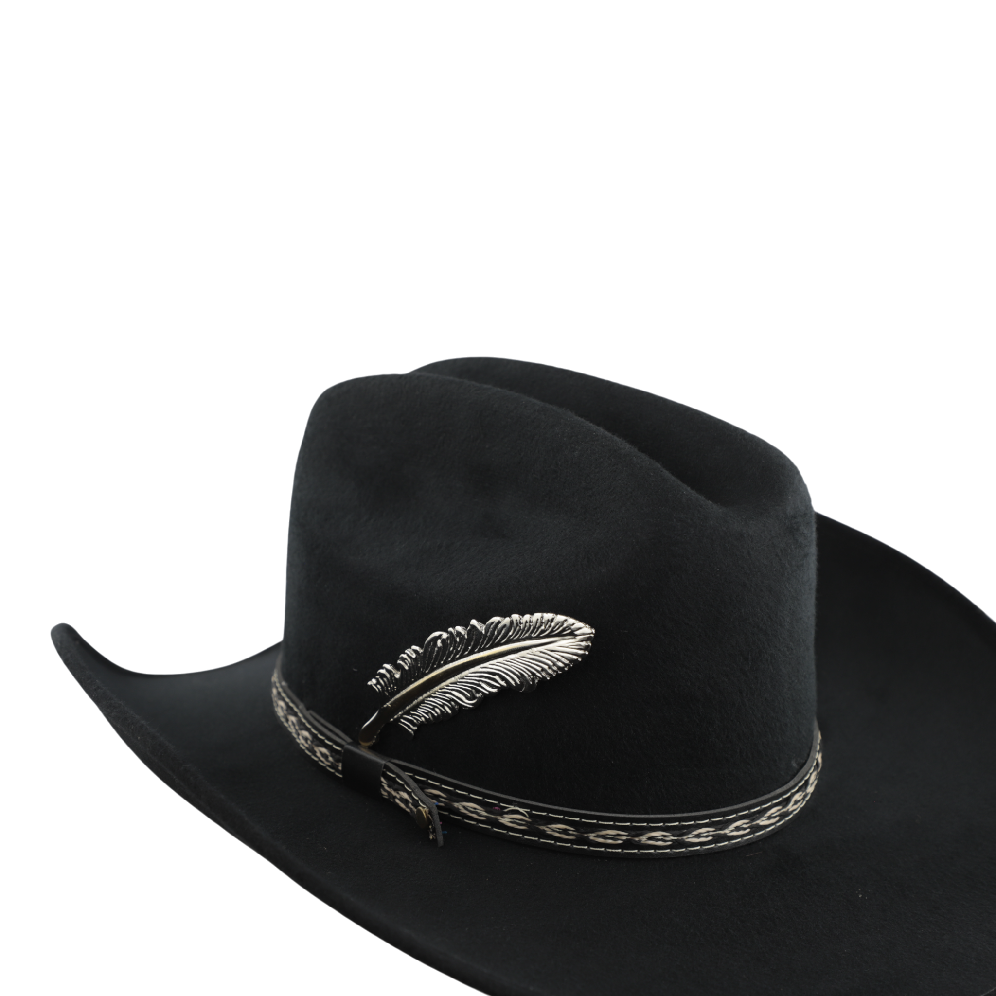 Pluma de metal para sombrero vaquero color plata accesorio western