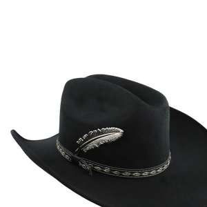 Pluma de metal para sombrero vaquero color plata accesorio western