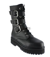 Botas Dark Goticas 3 Hebillas Piel Cierre Metal Dr