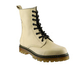 Botas Moda Rockeras Piel beige Suela Dr