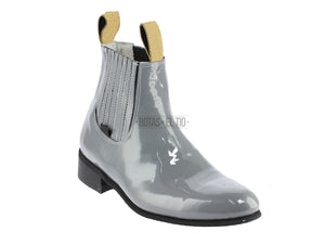 Botin Charol Charro Piel Charol Gris Mariachi Falcon